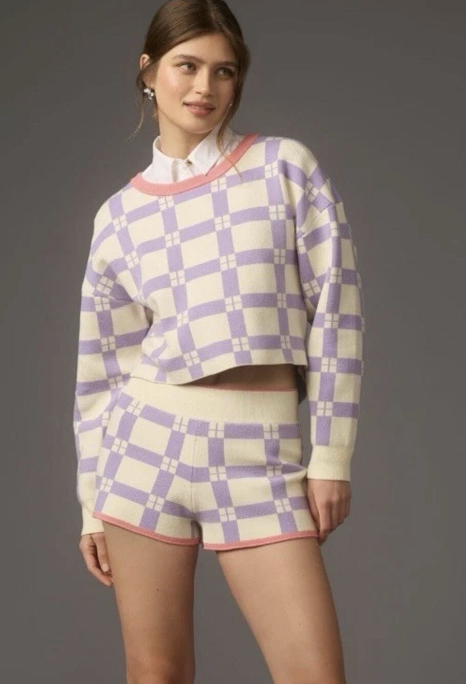 Anthropologie Daily Pratice Women’s Matching Set Size Medium Comfy Plaid Lounge
